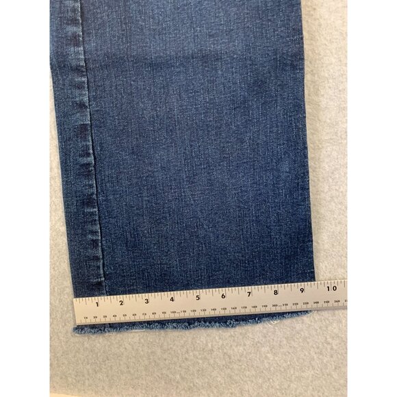 Chicos Womens Size 12 R Define Me Flare Jeans Raw Hem Blue Denim - Picture 4 of 8